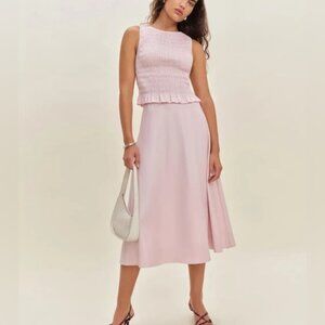 NEW Reformation Laguna Two Piece Matching Midi Set Cherry Blossom Pink US 4 UK 8